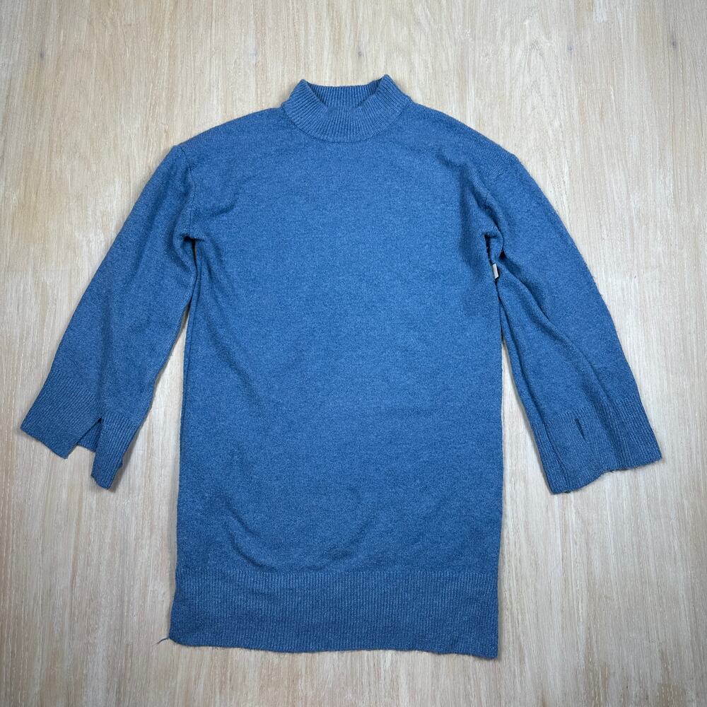 NWT Francesca's Blue Mock Neck Long Sleeve Knit Sweater Dress Medium Cozy Office